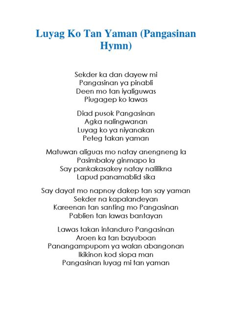 bayawan hymn lyrics|Luyag Ko Tan Yaman / Lyrics and History .